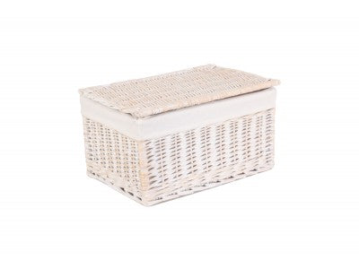 LARGE WHITE WASH LINED STORAGE HAMPER