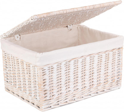 EXTRA LARGE WHITE WASH LINED STORAGE HAMPER