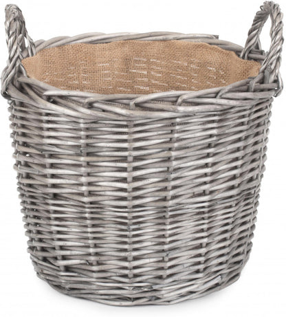 Medium Round Lined Wicker Log Basket