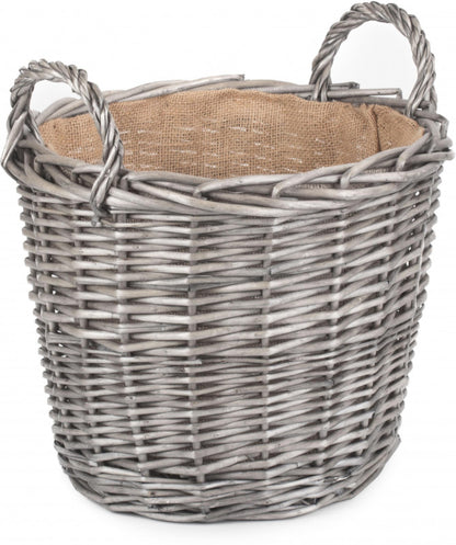 Medium Round Lined Wicker Log Basket