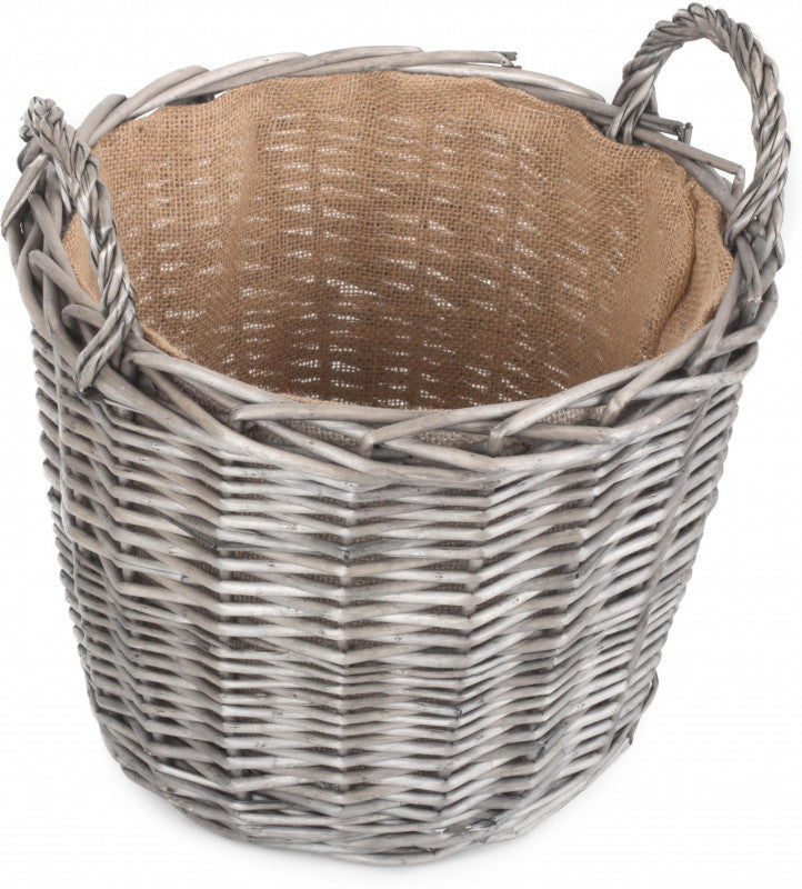 Medium Round Lined Wicker Log Basket