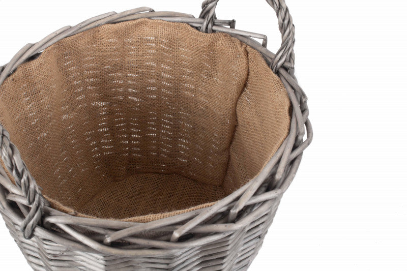 Medium Round Lined Wicker Log Basket