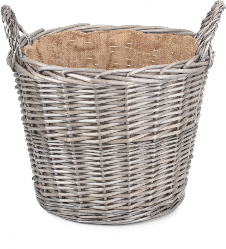 Large Round Lined Wicker Log Basket