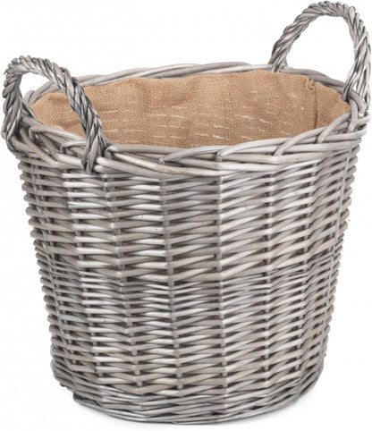 Large Round Lined Wicker Log Basket