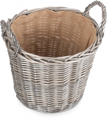 Large Round Lined Wicker Log Basket