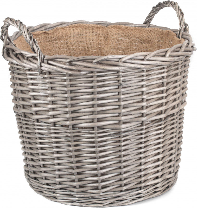 Extra Large Round Lined Wicker Log Basket