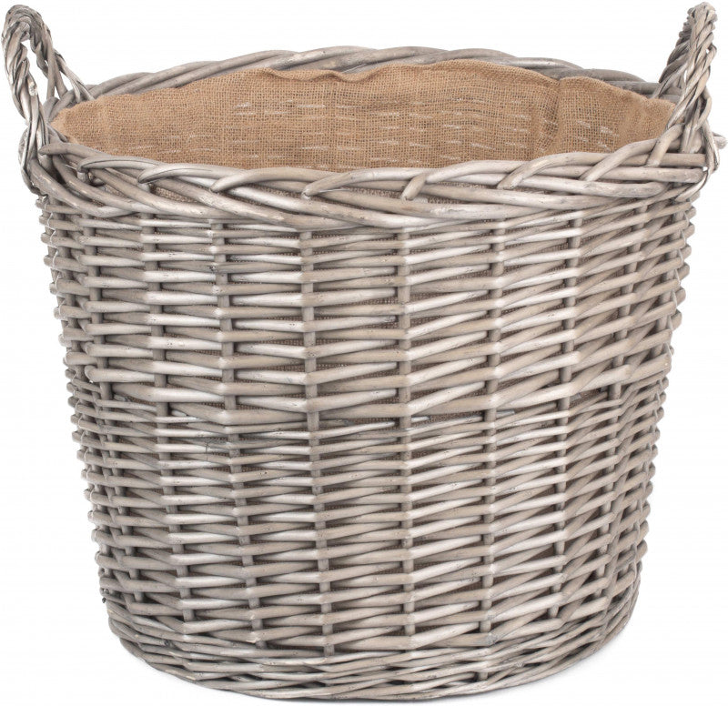 Extra Large Round Lined Wicker Log Basket