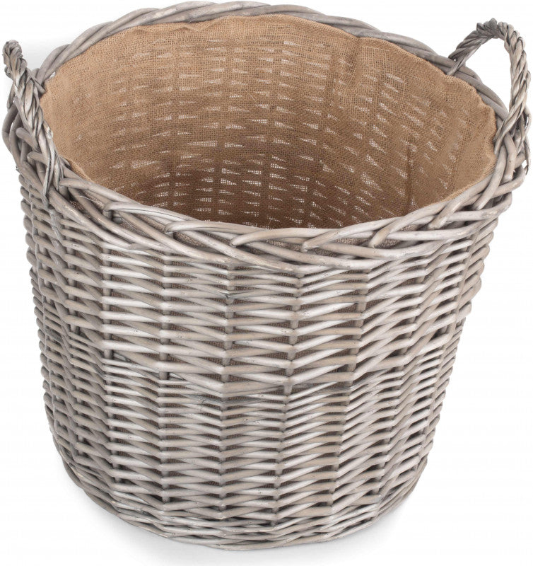 Extra Large Round Lined Wicker Log Basket