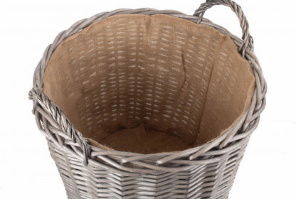 Extra Large Round Lined Wicker Log Basket