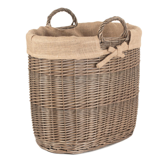 Oval Log basket with handles