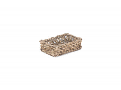 SMALL SHALLOW RATTAN RECTANGULAR BASKET