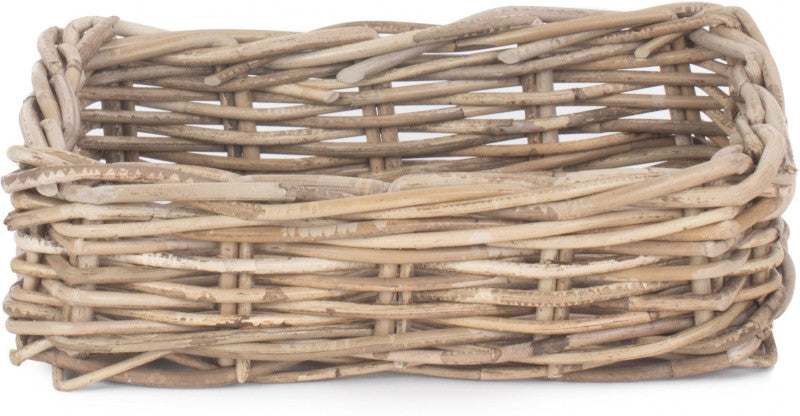 SMALL SHALLOW RATTAN RECTANGULAR BASKET