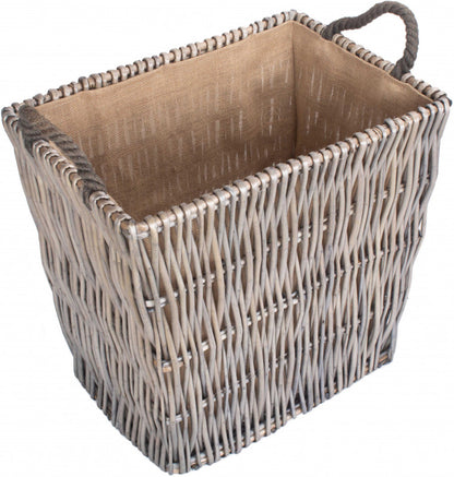 Vertical Weave Lined Rectangular Log Basket - Large