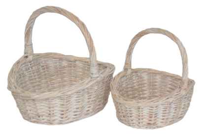 Child’s White Wash Shoppers - Set of 2 baskets