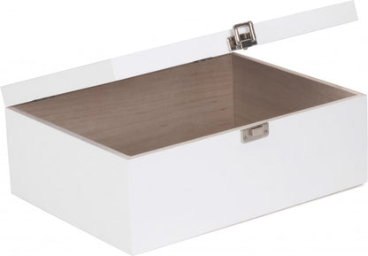 14" WHITE WOODEN BOX