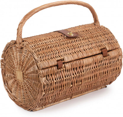 2 Person Green Tweed Barrel Hamper