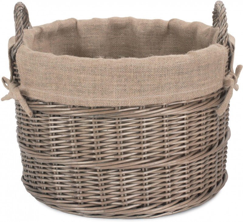 Round Hessian Lined Log Basket