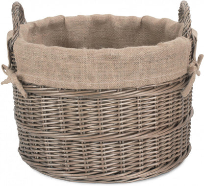 Round Hessian Lined Log Basket