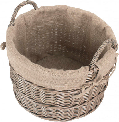 Round Hessian Lined Log Basket