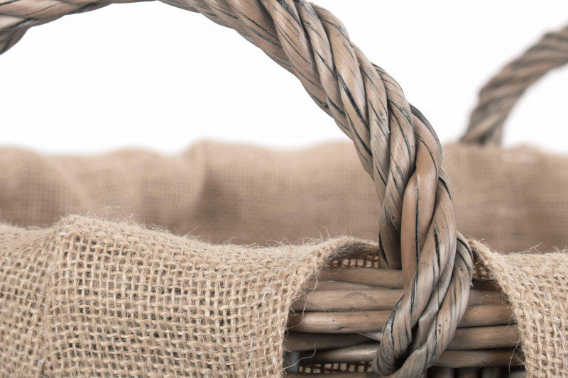 Round Hessian Lined Log Basket