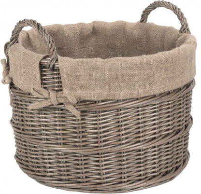 Round Hessian Lined Log Basket