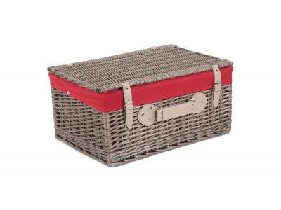 20" ANTIQUE WASH HAMPER with RED LINING