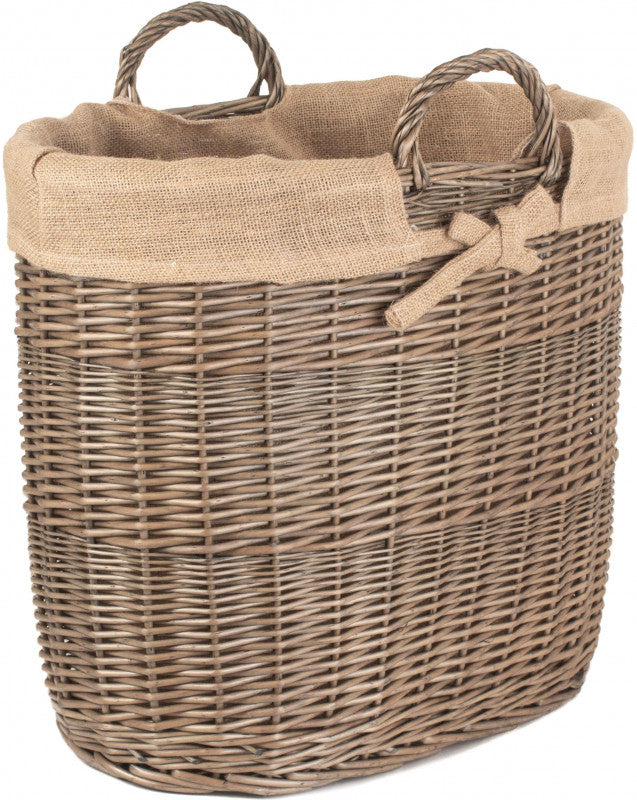 Oval Log basket with handles