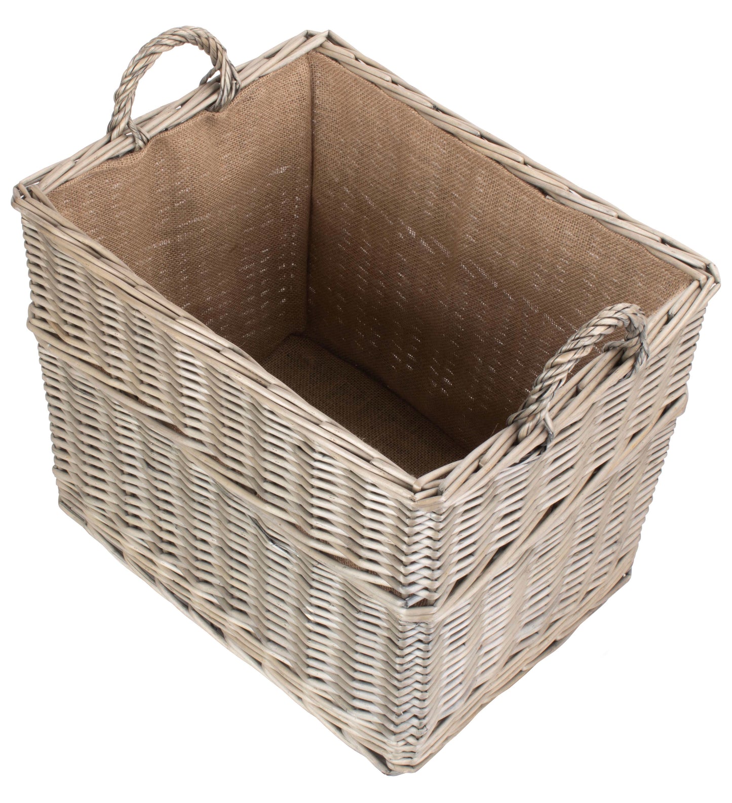 Large Rectangular Lined Wicker Log Basket