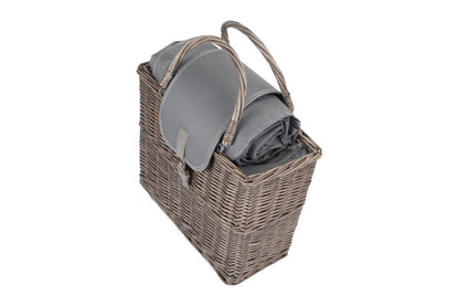 Grey Antique Wash Willow Chiller Basket with Picnic Blanket