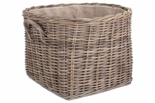 Grand Rattan Hessian Lined Log Basket