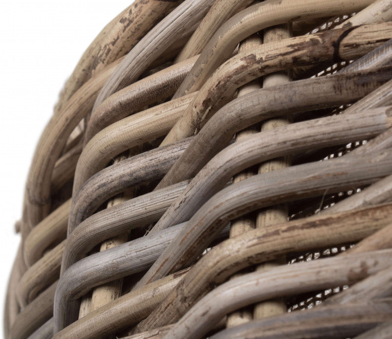 Pot-bellied Hessian Lined Rattan Log Basket