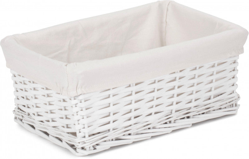 MEDIUM WHITE WICKER STORAGE BASKET