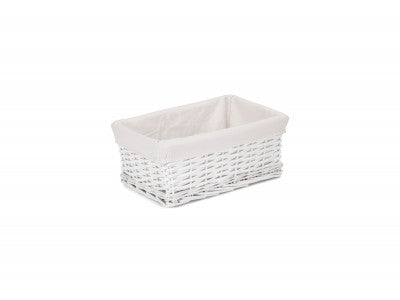 MEDIUM WHITE WICKER STORAGE BASKET