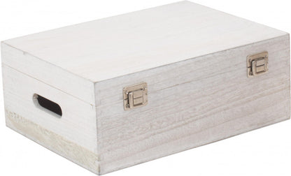 14" WHITE WASH WOODEN BOX