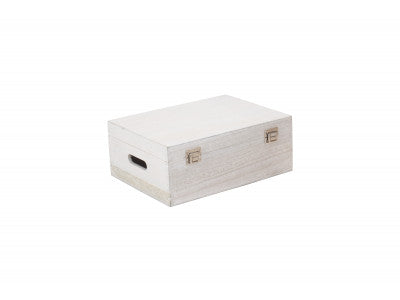 14" WHITE WASH WOODEN BOX