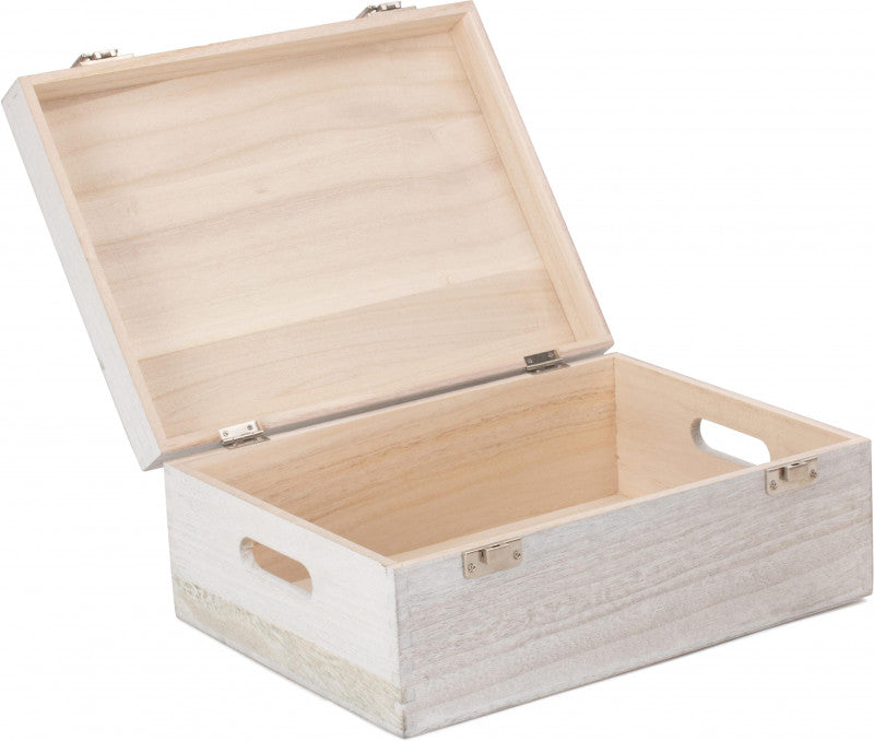 14" WHITE WASH WOODEN BOX