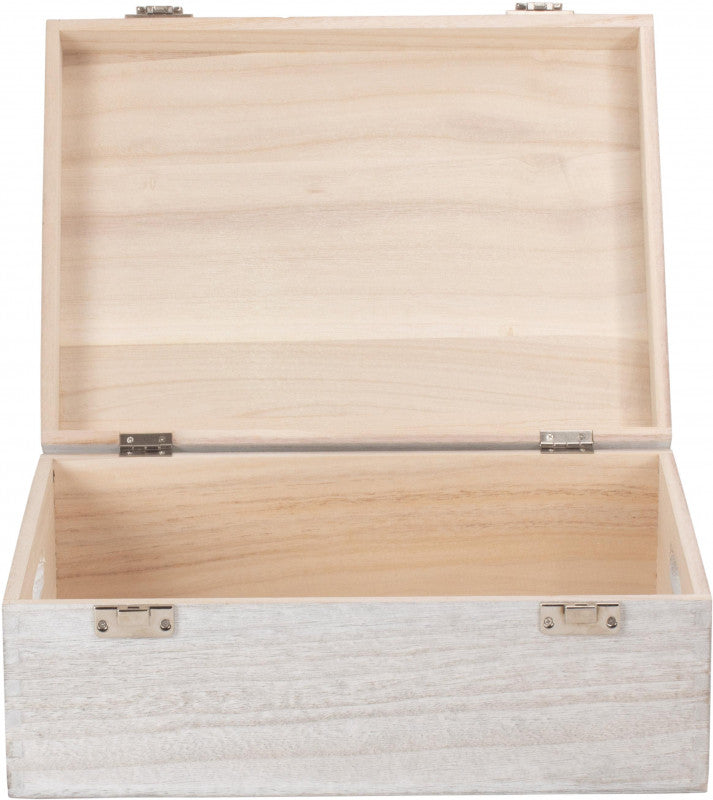 14" WHITE WASH WOODEN BOX