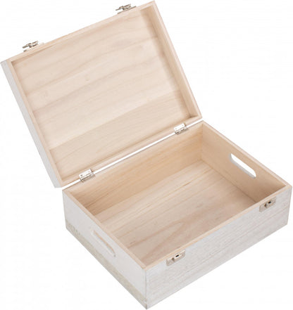 14" WHITE WASH WOODEN BOX