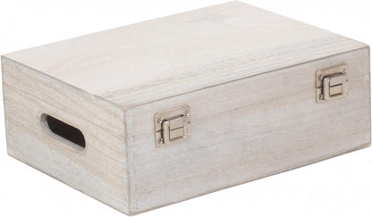 12" WHITE WASH WOODEN BOX