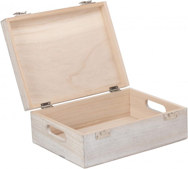 12" WHITE WASH WOODEN BOX