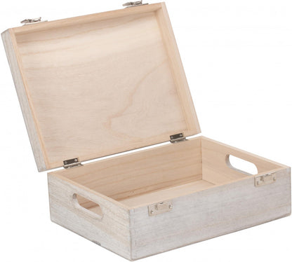 12" WHITE WASH WOODEN BOX