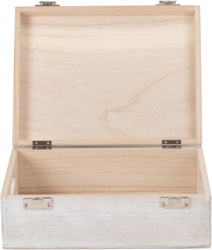 12" WHITE WASH WOODEN BOX