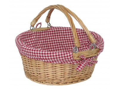 LARGE SWING HANDLE SHOPPER with RED & WHITE CHECKED LINING