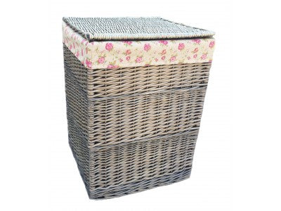 LARGE SQUARE LAUNDRY BASKET with GARDEN ROSE LINING