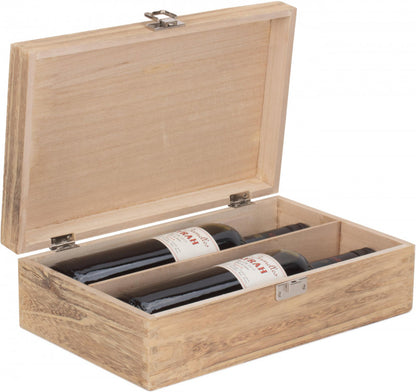 Two Bottle Oak Effect Wooden Box