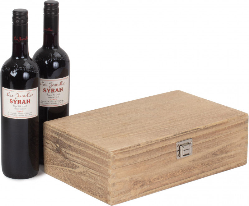 Two Bottle Oak Effect Wooden Box