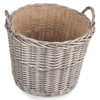 Extra Large Round Lined Wicker Log Basket