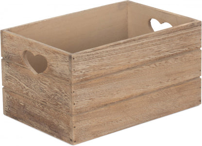 SMALL OAK EFFECT HEART CUT-OUT CRATE