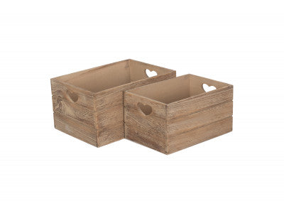 OAK EFFECT HEART CUT-OUT CRATE SET 2