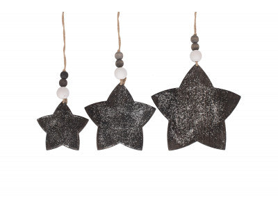 SET 3 HANGING GLITTER STAR DECORATIONS